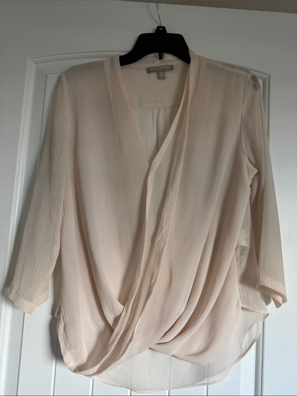 Banana Republic Light Cream Draped Twist Front Blouse